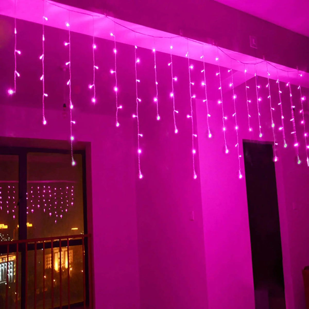YOLIGHT Icicle Chrismtas Lights 13ft 96 LED Icicle String Lights Curtain Fairy Lights Indoor Room Patio Garden Bedroom Halloween Christmas Wedding Valentines Day Decoration (Pink) Mimarta