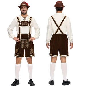 Spooktacular Creations Men’s German Bavarian Oktoberfest Costume Set, Beer Costume Hat for Adults Halloween and Beer Festival Dark Brown X-Large Rieworkes