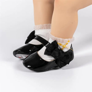 Meckior Infant Baby Girls Soft Sole Bowknot Princess Wedding Dress Mary Jane Flats Prewalker Newborn Light Baby Sneaker Shoes 6-12 Months Infant B05/Black Rieworkes