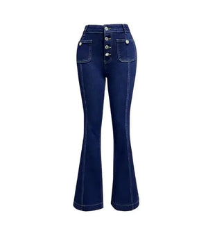 Women's Patchwork Jeans Slim Fit Slimming Stretch Flared Pants Rieworkes