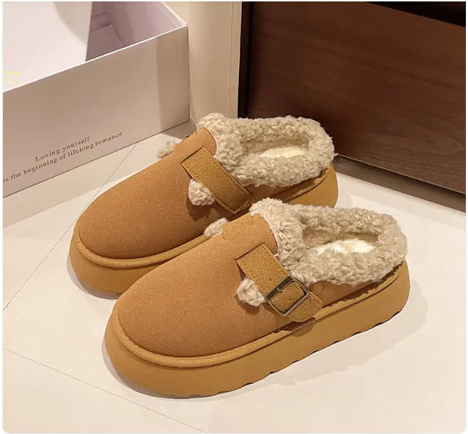 Lux Plush Women's Retro Platform Winter Slippers Rieworkes