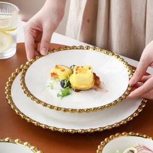 Nordic Gold Bead Ceramic Dinner Plates Rieworkes