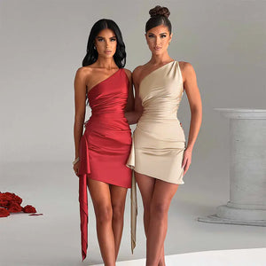 One-Shoulder Sleeveless Mini Dress for Parties & Weddings Mimarta