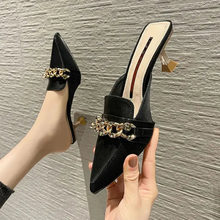 Women's Pointed Toe Stiletto Sandals with Metal Buckle Mimarta