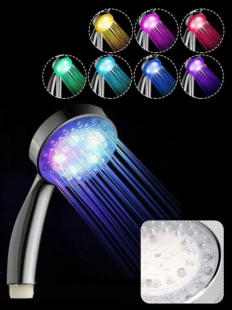 Handheld 7 Color Changing LED Light Water Bath Home Bathroom Shower Head Glow Rieworkes