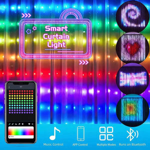LED Bluetooth Smart RGB Curtain Lights - DIY Fairy Light Garland for Parties, Weddings, and Christmas Decor Rieworkes