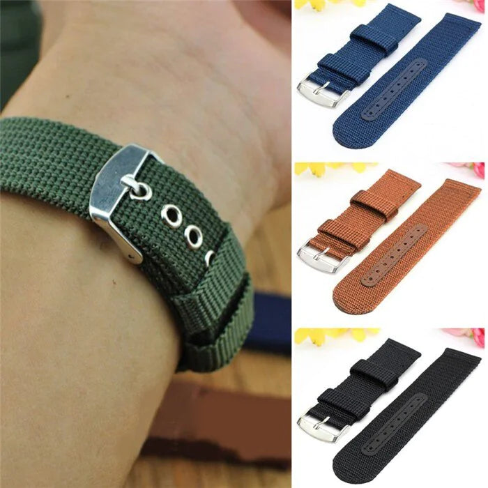 18mm 20mm 22mm 24mm Military Canvas Nylon Wrist Watch Band Strap Bracelet Sport Rieworkes