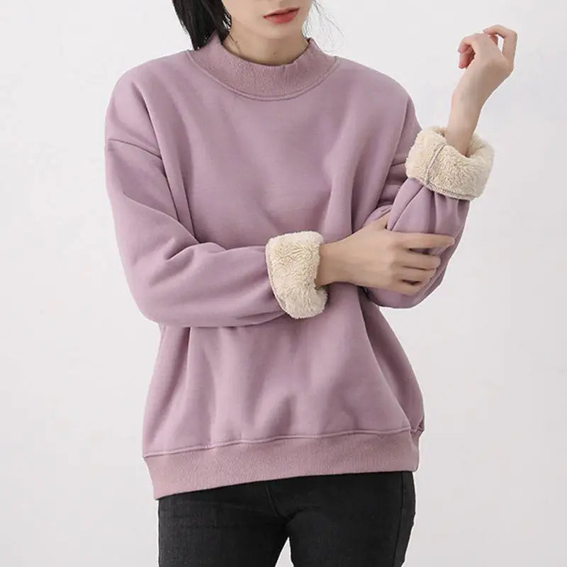 Basic Women's Fleece Pullover Sweatshirt (One Piece) Mimarta