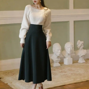 Light Luxury Sweater and Tie Skirt Suit Mimarta