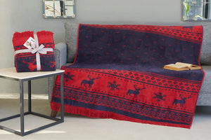 Dolce Bonita Home Cotton TV Blanket 127X155 Deer, Red Rieworkes