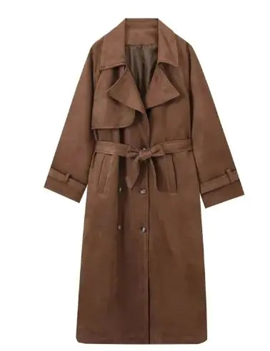 Long Trench Coats With Belt Double-breasted Lapel Rieworkes