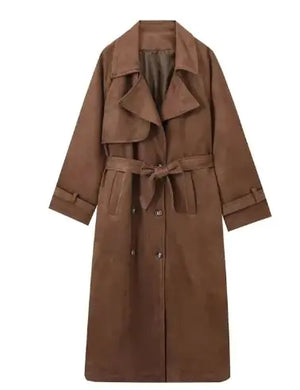 Long Trench Coats With Belt Double-breasted Lapel Rieworkes
