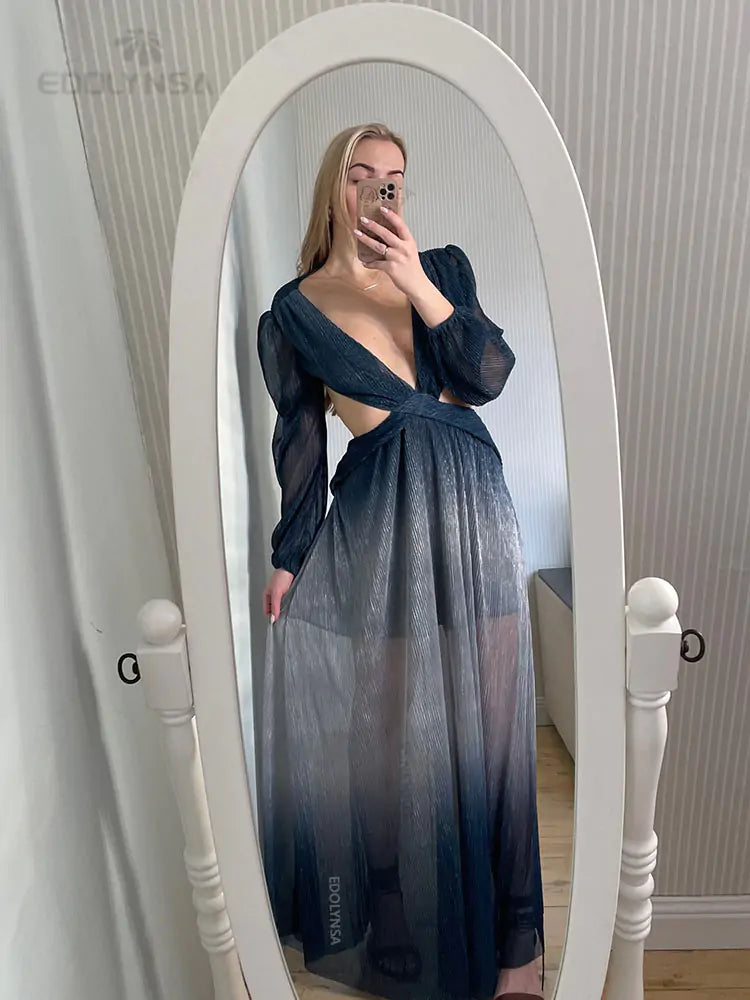 Women's Long Lantern Sleeve Dress Rieworkes
