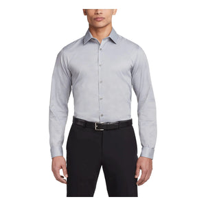 Van Heusen Men's Dress Shirt Slim Fit Flex Collar Stretch Solid 18.5" Neck 32"-33" Sleeve Grey Mist Rieworkes