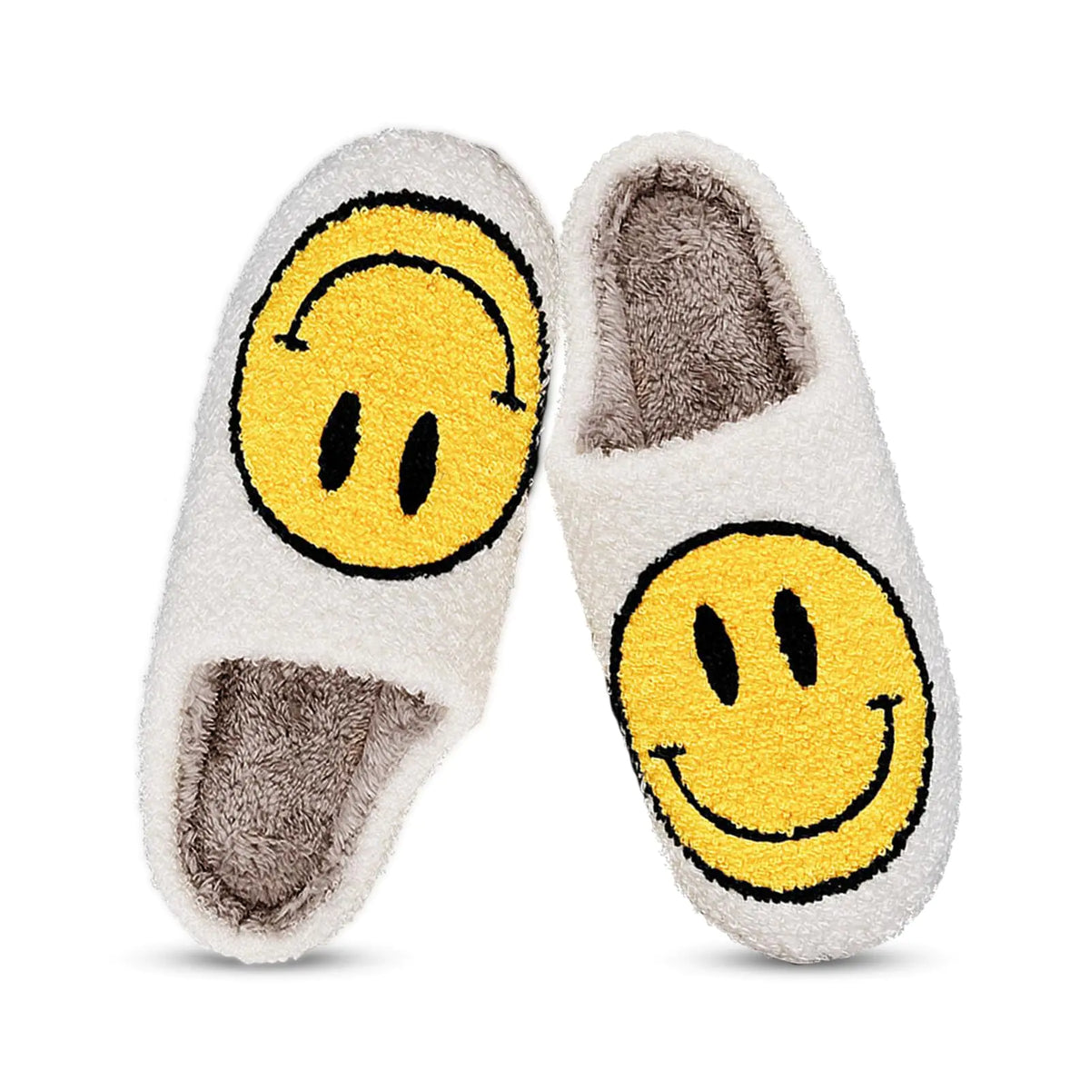 Smile Face Slippers for Women Happy face slippers Retro Soft Plush Warm Slip-on Slippers, Cozy Indoor Outdoor Slippers 4.5-5.5 Women/3.5-4.5 Men Yellow Rieworkes