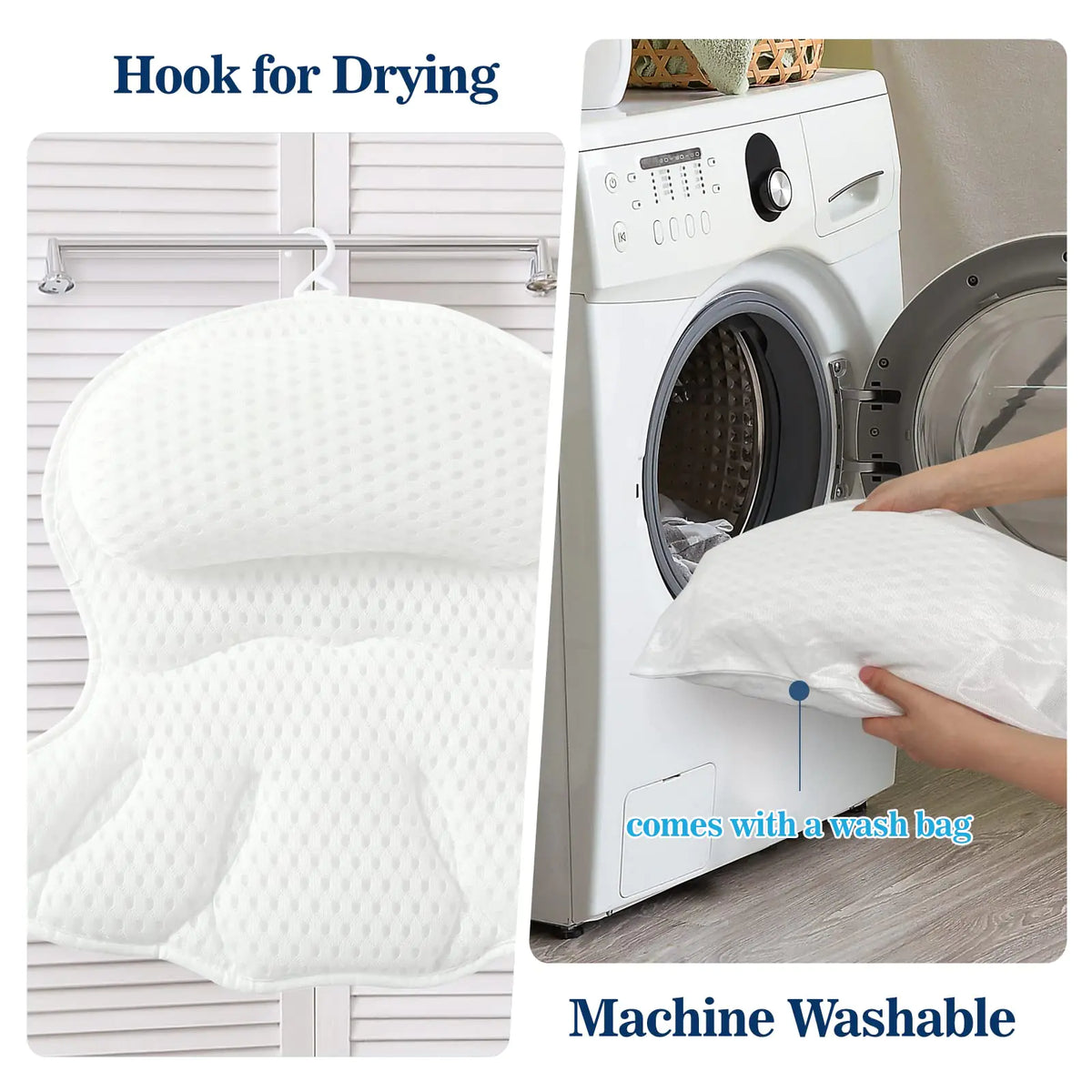 Bath Pillow Bathtub Pillow, Luxury Bath Pillows for Tub Neck and Back Support, Bath Tub Pillow Headrest with Soft 4D Mesh Fabric and Non-Slip Suction Cups, Relaxing Bath Accessories Spa Gifts Rieworkes
