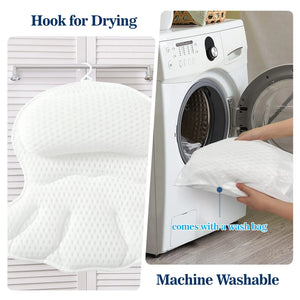 Bath Pillow Bathtub Pillow, Luxury Bath Pillows for Tub Neck and Back Support, Bath Tub Pillow Headrest with Soft 4D Mesh Fabric and Non-Slip Suction Cups, Relaxing Bath Accessories Spa Gifts Rieworkes