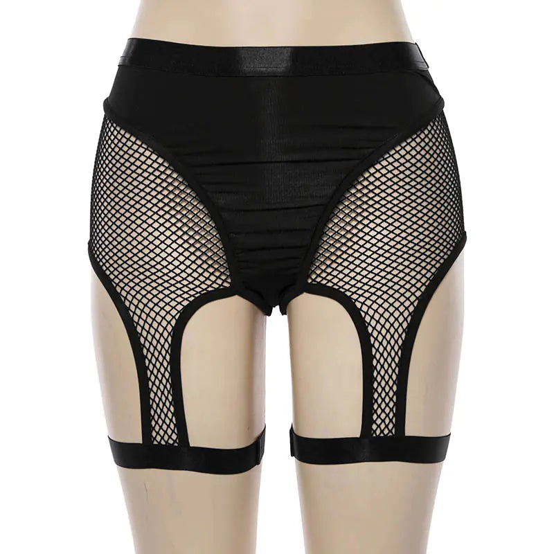 High-Waisted Sheer Panel Leggings with Cutouts Mimarta