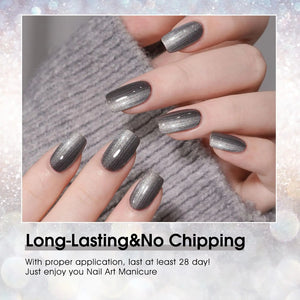 VENALISA Metal Grey Gel Nail Polish, 1Pcs Grey Color Gel Polish Nail Polish Gel High Gloss Soak Off Gel Nail French Nail Manicure Salon DIY Rieworkes