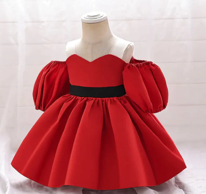 Party Festival Costumes Girls Puff Sleeve Baptism Dress Rieworkes
