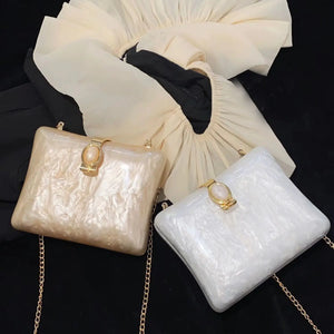 Luxury Pearl White Acrylic Evening Bag for Women Mimarta