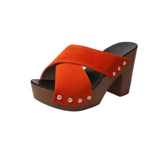 Square High Heel Platform Women's Summer Sandals: Elegant Rivet Pumps Rieworkes