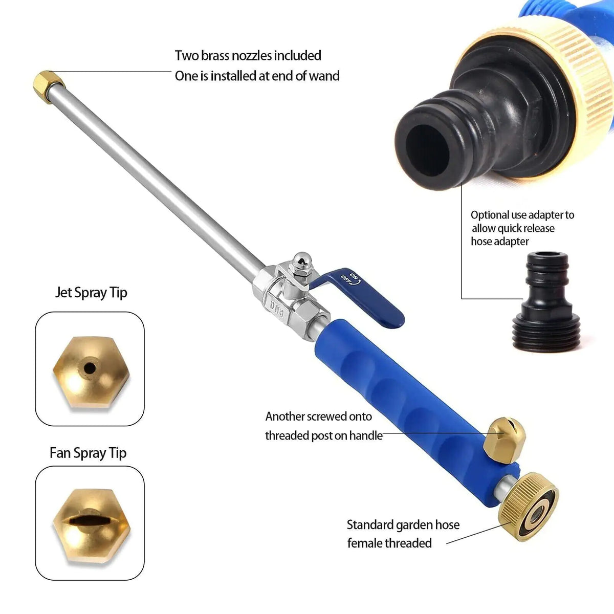 High Pressure Power Washer Water Spray Gun Nozzle Wand Attachment Garden Hose Rieworkes