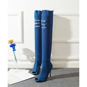 Over The Knee Denim Boots Rieworkes