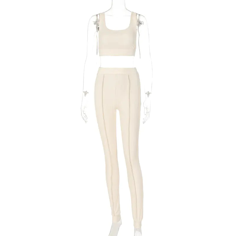 Women's Ribbed Yoga Workout Set for Autumn/Winter Mimarta