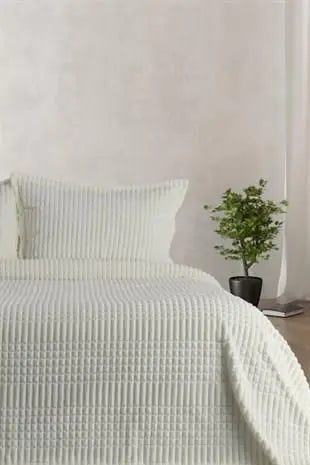 Merinos Modern Line 3 Piece Double Blanket Set Bone Rieworkes