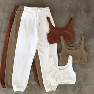2023 Women's Casual Two-Piece Crop Top and Pants Set Mimarta