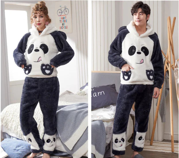 Couple's Coral Fleece Pajamas Set for Fall Winter Mimarta