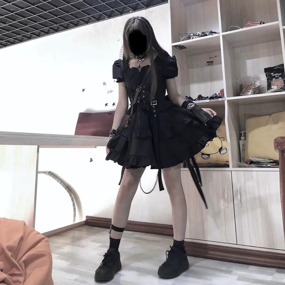 Gothic Women Black Dress Rieworkes