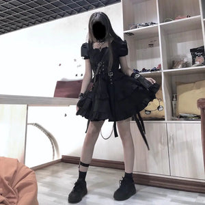 Gothic Women Black Dress Rieworkes