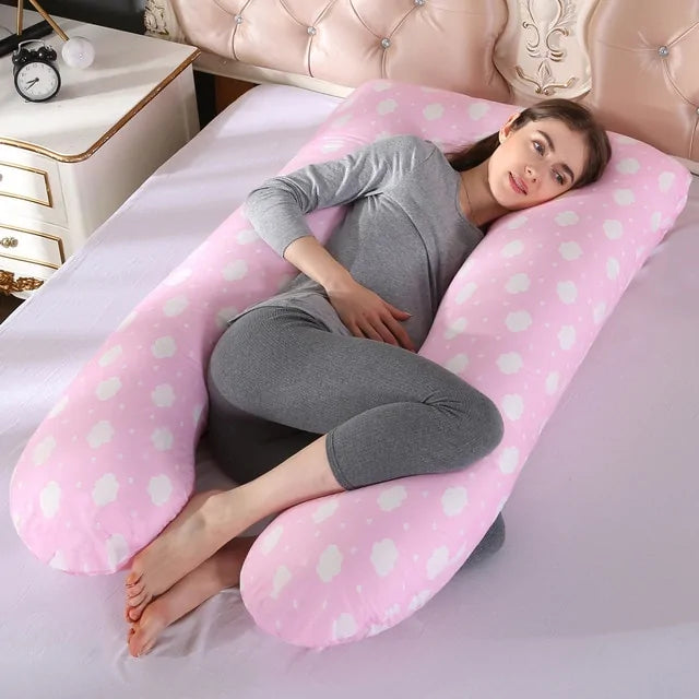 Sleeping Support Pillow For Pregnant Women Body PW12 100% Cotton Rabbit Print U Shape Maternity Pillows Pregnancy Side Sleepers Rieworkes