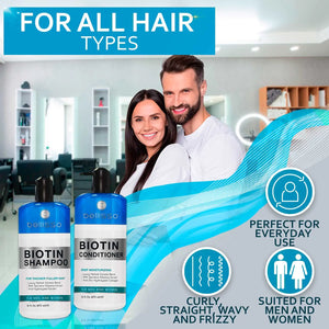 Biotin Shampoo and Conditioner Set - Sulfate and Paraben Free Treatment for Men and Women - Hair Thickening Volumizing Products to Help Boost Thinning Hair with Added Keratin 16 Fl Oz (Pack of 2) Rieworkes