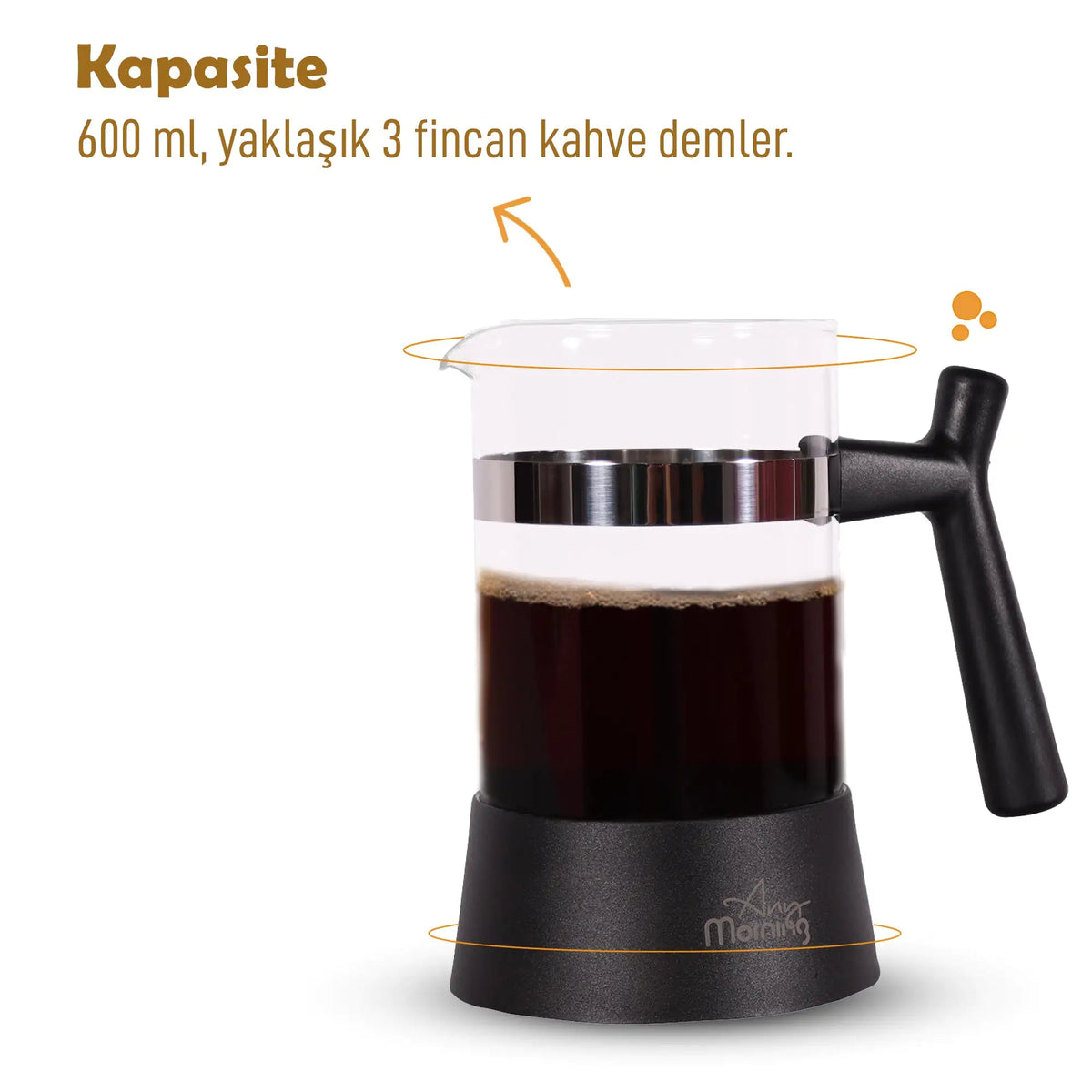 Any Morning French Press Coffee and Tea Maker, 600 ml – 3 Cups, 20 oz Rieworkes