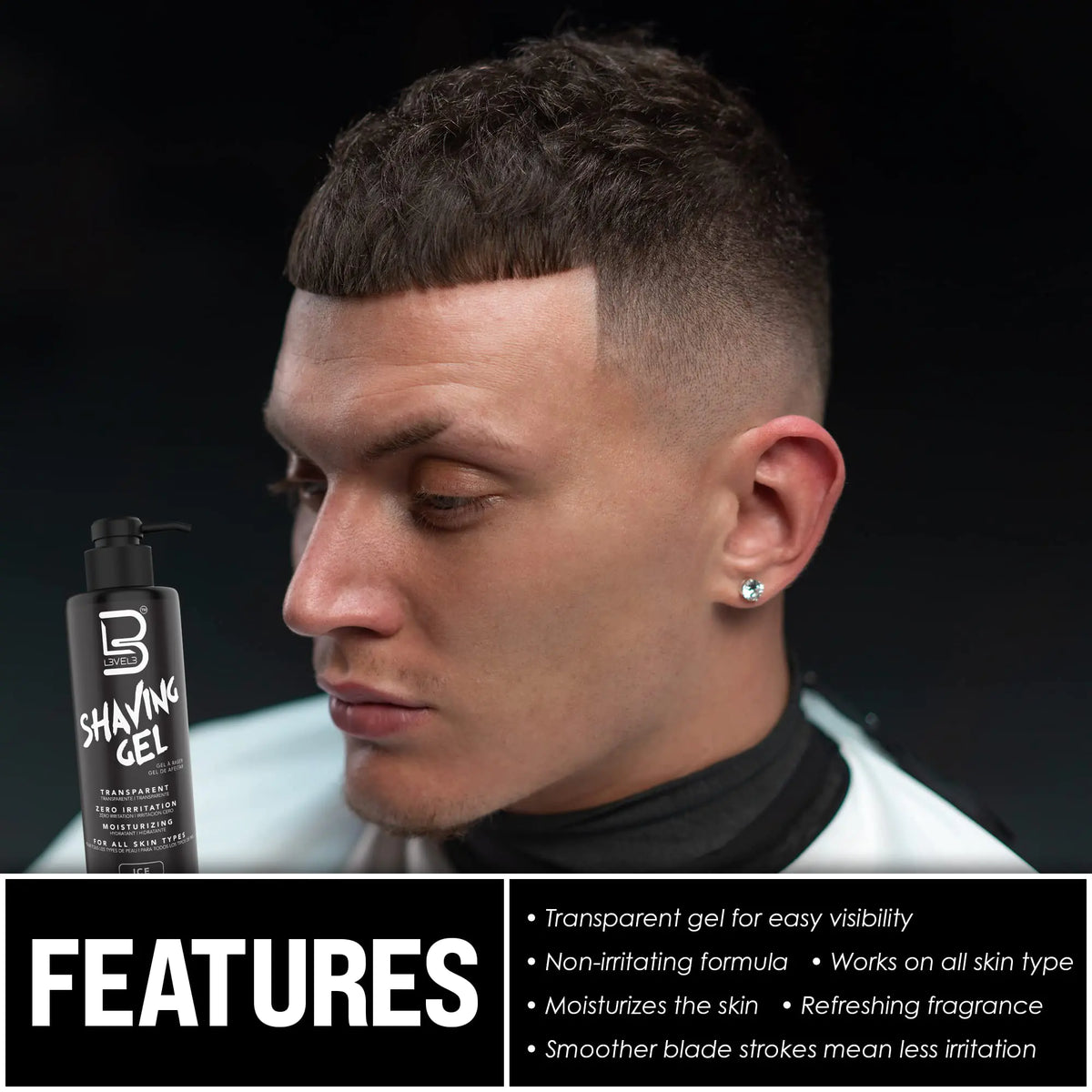 Level 3 Shaving Gel - Straight Razor Shave Gel - Non-Irritating - Refreshing Smell L3 - No Hot Towel Necessary - Level Three Razor Gel Ice 16.9 Fl Oz (Pack of 1) Rieworkes