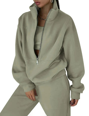 Himosyber Women Sweatsuits Half Zip Fleece Sweatshirt and Pant 2 Piece Joggers Set Tracksuit (MossGreen-XL) Mimarta