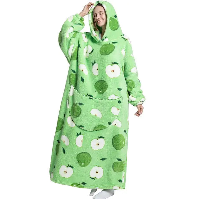 Oversized Long Blanket Hoodie Autumn Winter Fleece Rieworkes