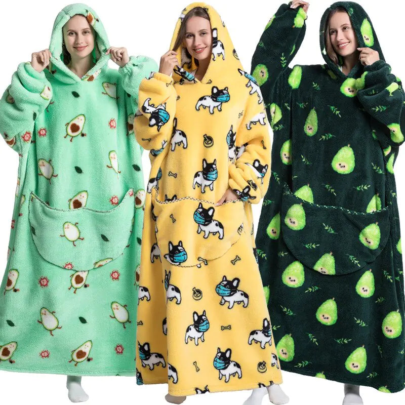 Oversized Long Blanket Hoodie Autumn Winter Fleece Rieworkes