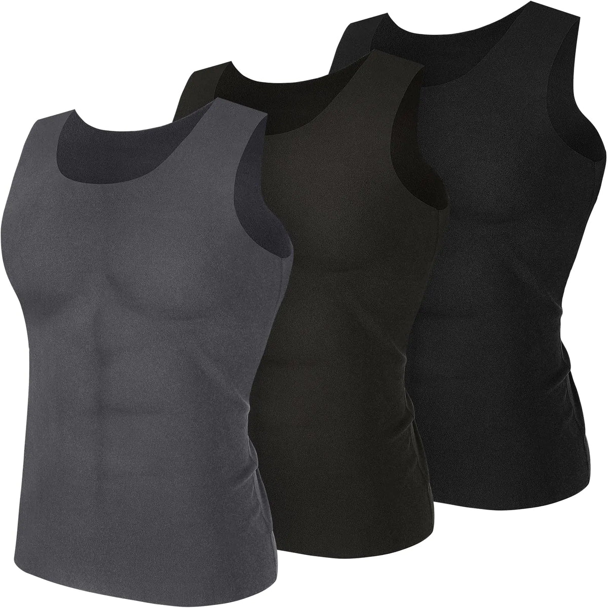 Toulite 3 Pcs Men Thermal Tank Top Winter Thermal Sleeveless Shirts Men Underwear Tops Warm Undershirt Base Layer Vest(Black、Grey、Dark GreyM) Mimarta