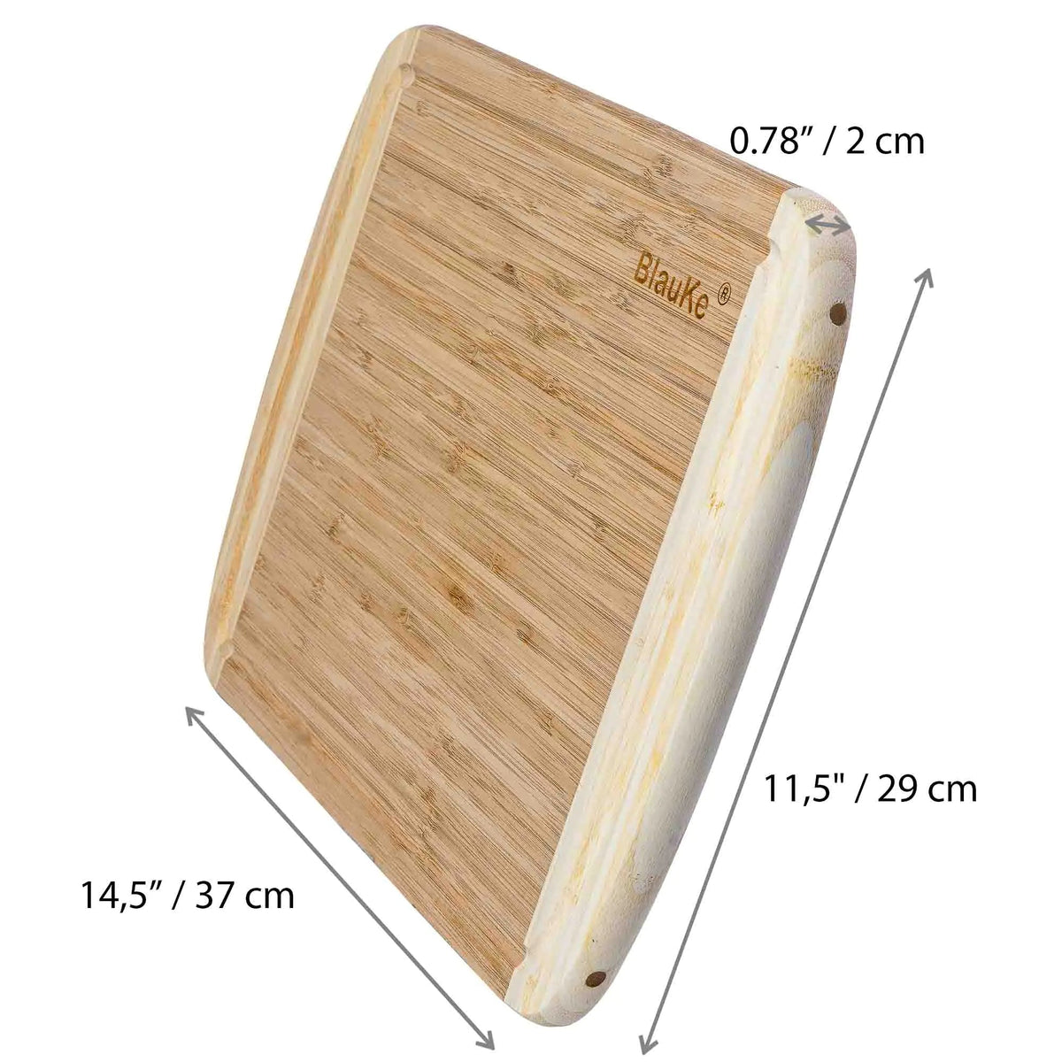 Large Wood Cutting Board for Kitchen 14x11 inch - Bamboo Chopping Board with Juice Groove - Wooden Serving Tray Rieworkes