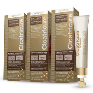 Cicatricure Gold Lift Dual Contour Eye and Lip Wrinkle Cream Anti Aging Skin Care to Reduce Dark Circles Puffiness & Expression Lines 0.5 Ounce (Pack of 3) Mimarta