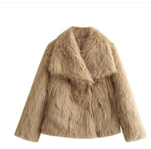 Women's Faux Fox Fur Coat: Luxe Furry Jacket for Autumn and Winter Rieworkes