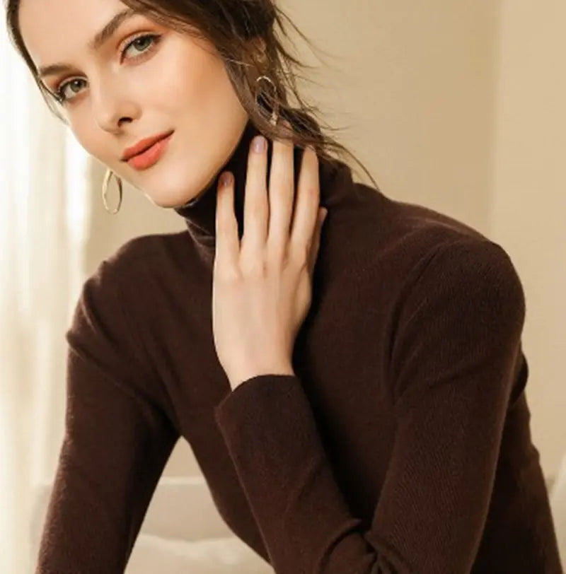 Women's Fitted Cashmere Turtleneck Sweater (Fall/Winter) Mimarta