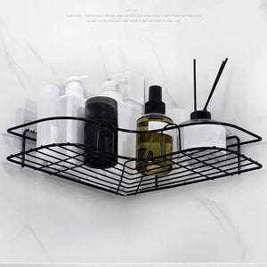 Triangular Wall-Mounted Storage Shelf with Hanging Basket Mimarta