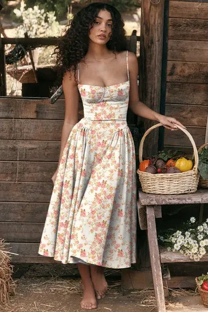 Elegant Spaghetti Strap Midi Rieworkes