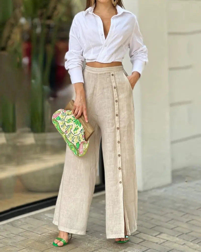 2022 Women's Casual Two-Piece Set: Shirt and Pants Mimarta
