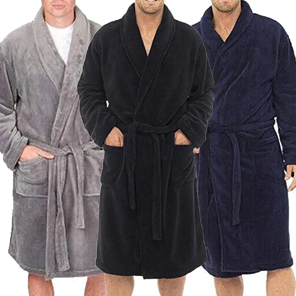 Bathrobe Winter Warm Casual Flannel Robe Rieworkes